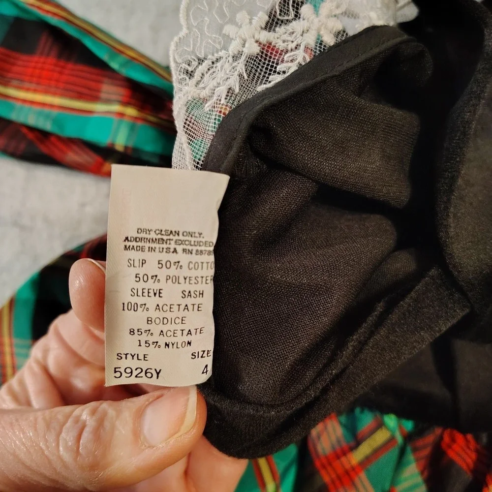 Vintage 1980s Martha's Too Girls‎ 4 Plaid Tiered Christmas Party Dress